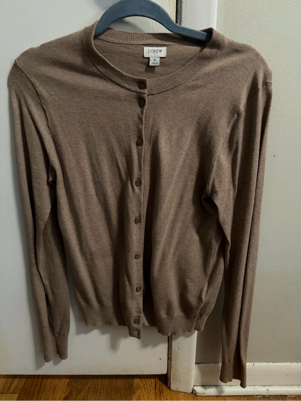 J. Crew Tan Lightweight Crewneck Button-Front Cardigan NWOT